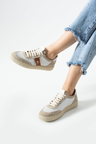 Dericia Shoes Bloom Hakiki Deri Günlük Rahat Kadın Sneaker Bej