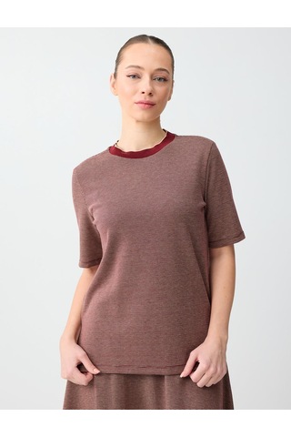 Jimmy Key Jimmy Key Bordo Kazayağı Desenli Bisiklet Yaka Örme Bluz 6sw035555562