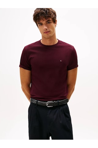 Tommy Hilfiger Klasik Sıfır Yaka T-shirt Bordo