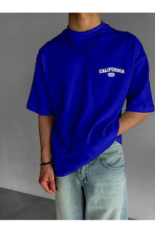 Calıfornıa Usa Baskılı Oversize Tişört Lacivert