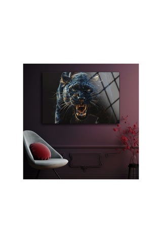 Panter Hayvanlar Vahşi Yaşam Asılmaya Cam Tablo Modern Sanat Tablosu Uv Baskılı Canlı Renkler Ev Ve İş Yeri Anlamlı Hediye Seçeneği