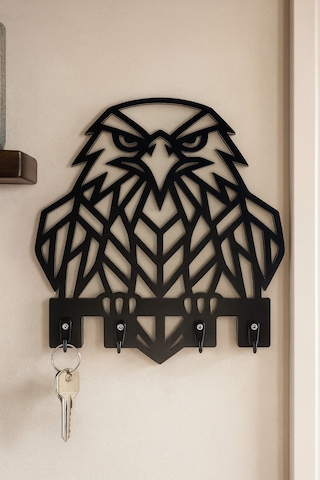 Kartal Figürlü Duvar Anahtarlık Askısı Siyah - Beyaz