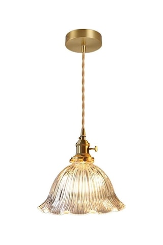 Retro Geometrik Yuvalı Cam Kolye Hafif Bakır Avize, Mutfak Adası Yemek Odası İçin Sanatsal Damla Tavan Aydınlatma Armatürü Loft Bakır