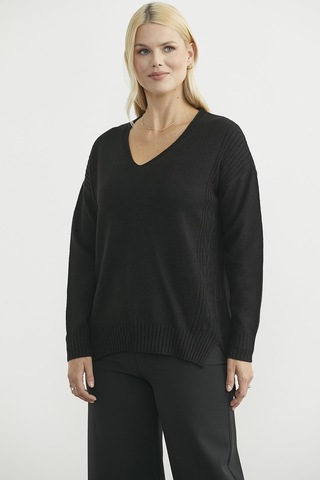 Sementa Oversize V Yaka Triko Kazak - Siyah Siyah