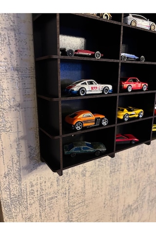 Oyuncak Araba Rafı Mobilya Siyah