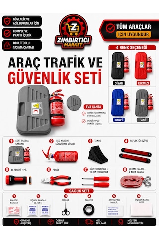 Trafik Ve Lüx İlk Yardım Setli Tüvtürk Onaylı Yeni Mevzuata Uygun Gri