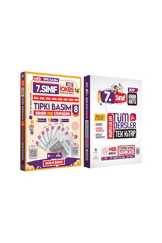 2027 7.Sınıf İOKBS PAKET 8li Tıpkı Basım/Tüm Dersler Tek Kitap Çözümlü Çıkmış Soru Bankası 2li Set