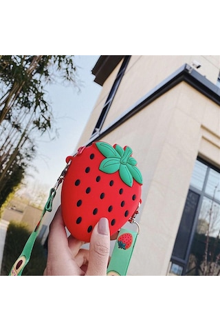 Çilek Tasarım Silikon Omuz Askılı Çanta-18 Altın