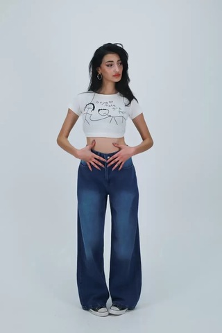 Paradise Batman Baskılı Dark Blue Baggy Jean Çok Renkli