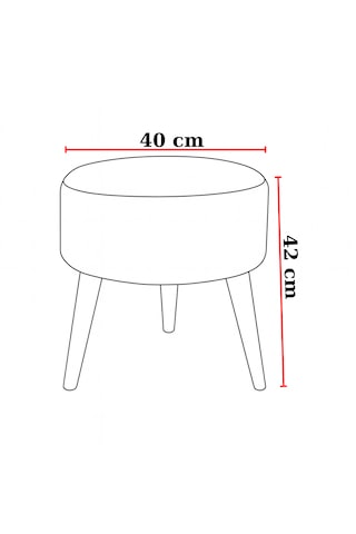 Yuvarlak Puf - 40cm - Welsoft Kumaş - Vizon