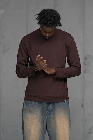 Fbı Slimfit Modal Kumaş Baharlık Sıfır Yaka Likralı Sweatshirt Kahverengi