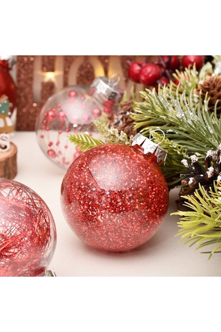 Sınır Ötesi Sıcak Noel Süsleri 6cm/30 Adet Pet Şeffaf Top Noel Topu Seti Noel Ağacı Kolye Gümüş