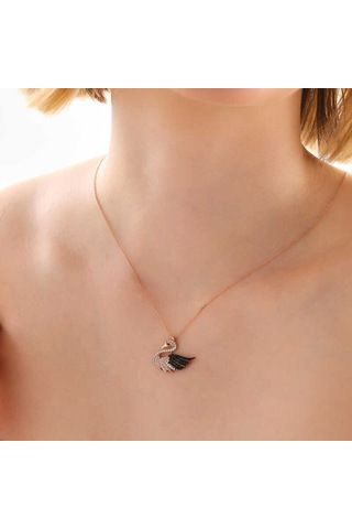 Lucky Life Gümüş Rose Kuğu Kadın Kolye Gümüş