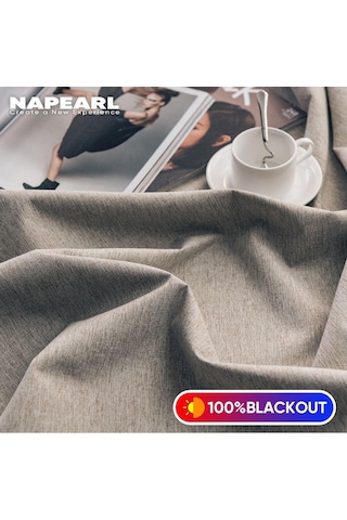 Krem 1 Adet Napearl % 100% Karartma Düz Renk Keten Yatak Odası Pencere Perdesi Modern Halka Tipi Perdeler Oturma Odası Perdesi Ev Dekor İçin W100cm X L200cm Krem