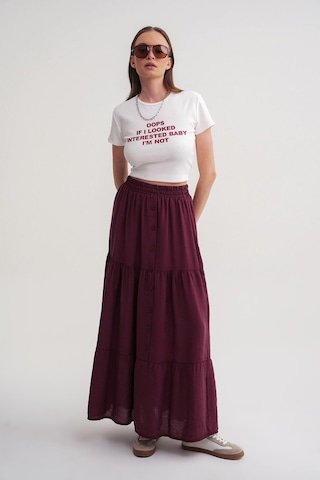 4662 Kadın Düğme Detaylı Büzgülü Modal Etek Bordo Bordo