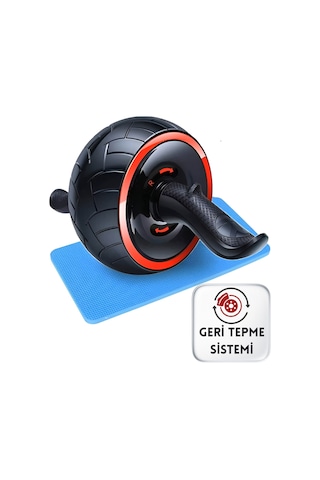 Evapera Profesyonel Geri Tepmeli Ab Wheel Roller Karın Kası Egzersiz Tekerleği Mekik Aleti Max150kg Siyah