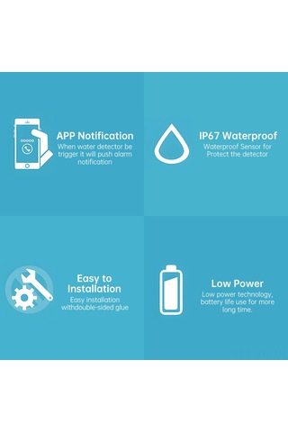 Vkemall Wifi Su Tespit Sensörü, Akıntı Ve Seviye Kontrolü, 85db Alarm, Ip67 Su Geçirmez, Uygulama Bildirimi, Ev/mutfak/banyo İçin Beyaz