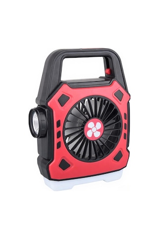 Kangvka Dışarıda Kullanalabilir Çift Fonksiyonlu Fan Ve Işık - Hızlı Şarjlı, Taşınabilir Kamp Ve Manzaralı Etkinlikler İçin Siyah-kırmızı