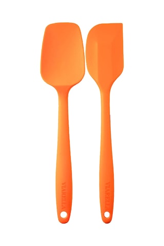 2li Turuncu Silikon Kaşık Spatula Yanmaz Yapışmaz Çizmez 27cm