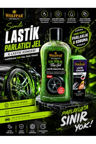 Simli Lastik Parlatıcı Jel Ve Lastik Süngeri Yeşil