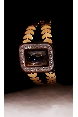 Giftworld Çelik Zirkon Baget Taşlı Yüzük Altın