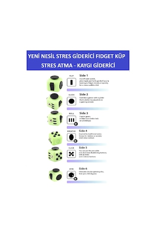 Yeni Nesil Stres Küpü - Fidget Cube - Yeşil-siyah - Stres Atma Ve Kaygı İçin Faydalı