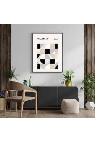 Bauhaus Minimalist Duvar Tablosu Çerçeveli 2'li Set Siyah Renk 30 X 42 Boyut/ebat