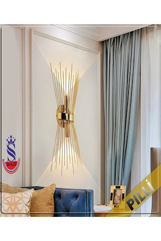 Şanled Kirpi Modeli Metal Çift Yönlü Gün Işığı Gold-siyah Kasa Duvar Aydınlatma Aplik-pilli Gün Işığı