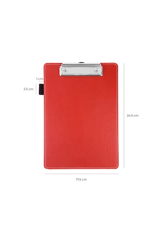 Sekreterlik,a5 Küçük Boy,kapaksız,a5 Clipboard Vegan Suni Deri,17,5x24,5 Cm.,kırmızı