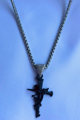 El İşçiliği Paslanmaz Çelik Zincir Erkek Kolye Gri