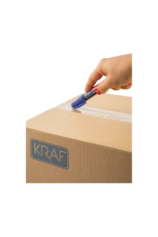 Kraf 230 Permanent Marker Kesik Uç Koli Kalemi - Mavi - 7 Adet Çok Renkli