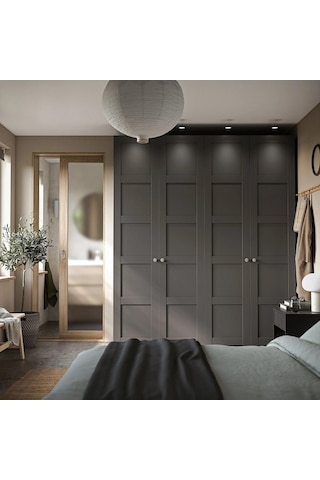 Ikea Koyu Gri Sağlam Kapaklı Gardırop 200x60x236 Cm