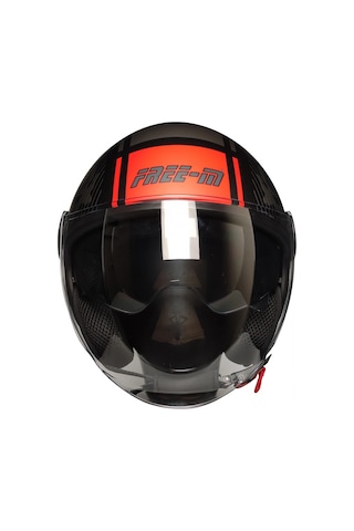 Fr-612 Unıver Yarım Kask Mat Siyah-gri-kırmızı Güneş Vizörlü