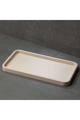 Marta Dekoratif Deri Tepsi Krem 50x27x3 Cm Çok Renkli