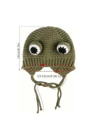 Elmpaly Sarı Renkli Rahat Örgü Evcil Hayvan Şapkası: Büyük Gözlü Kurbağa Desenli, Ayarlanabilir, Kışlık Sessiz Kulak Koruma