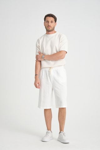 Redline Erkek Baggy Fit Rahat Kesim %100 Pamuk Yumuşak Dokulu Şort Kapri Beyaz