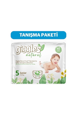 Giggles Natural 5 Numara Juniour Pamuklu Bebek Bezi 42 Adet