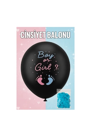 Mucit Home Mavi Pul Boy Or Girl Cinsiyet Belirleme Balonu Siyah Büyük Boy 24 İnç Erkek Bebek İçin