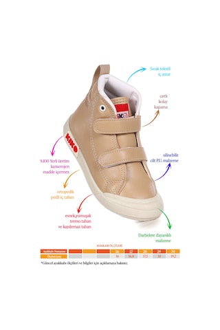 Kiko Kids Garf Günlük Cırtlı Kız Çocuk Bot Ayakkabı Ten Ten Ten Rengi