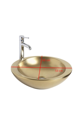 Smanni - Adara Tezgah Üstü Lavabo Mat Altın - Lv1020-207- Altın