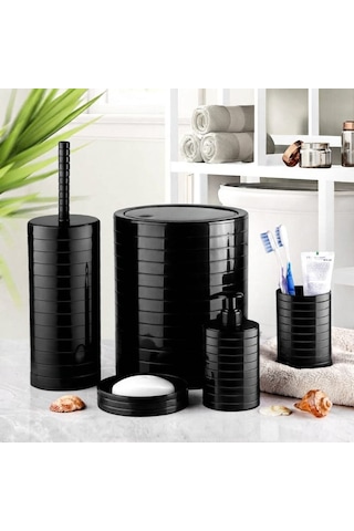 5 Li Lüx Banyo Seti Kullanışlı Sağlam Şık Banyo Seti Syh-ma014 siyah