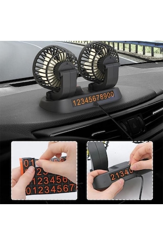 Araç Araba Otomobil Mini 2 Li Vantilatör Fan Pervane Soğutucu 12v Fan10