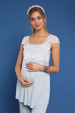 Bone Bayan Askılı 3Lü Hamile Lohusa Sabahlıklı Pijama Pudra-S Beden