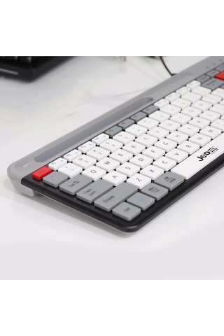 Jedel K37 Slim Kablolu Ofis Klavyesi - Telefon Tutuculu, Sessiz Tuşlu
