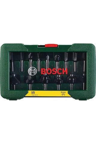 Bosch Freze Uç Seti 8 MM Şaft 15 Parça
