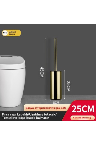304 Paslanmaz Çelik Banyo Tuvalet Fırçası Altın 25 Cm Altın