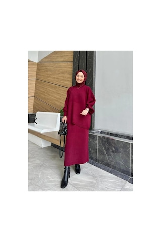 Bomii Triko 2 Li Takım Kazak Etek Bordo - 938331387 Bordo