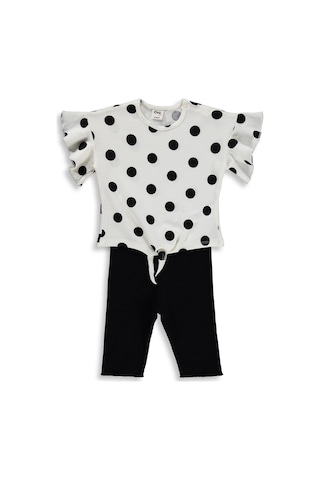 Civil Baby Puantiye Empirme Reçmeli 6-18 Ay Takım - Ekru