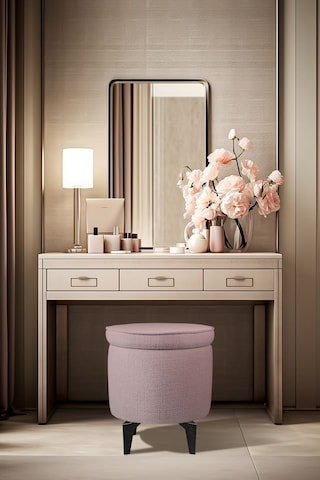 Gazzini Furniture Rio Retro Ayaklı Sandıklı Silindir Dekoratif Puf - Pembe