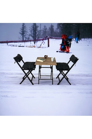 Modern Style Home Balkon Bahçe Mutfak 3'lü Bistro Set Katlanır 2 Sandalye 1 Masa Antrasit